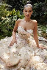 Magnolia Corset Printed Gown By Andrea And Leo -A1134