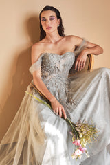 Off The Shoulder A Line Tulle Gown By Andrea And Leo -A1149