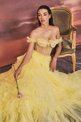 Rhinestone Corset Ruffle Gown By Andrea And Leo -A1150