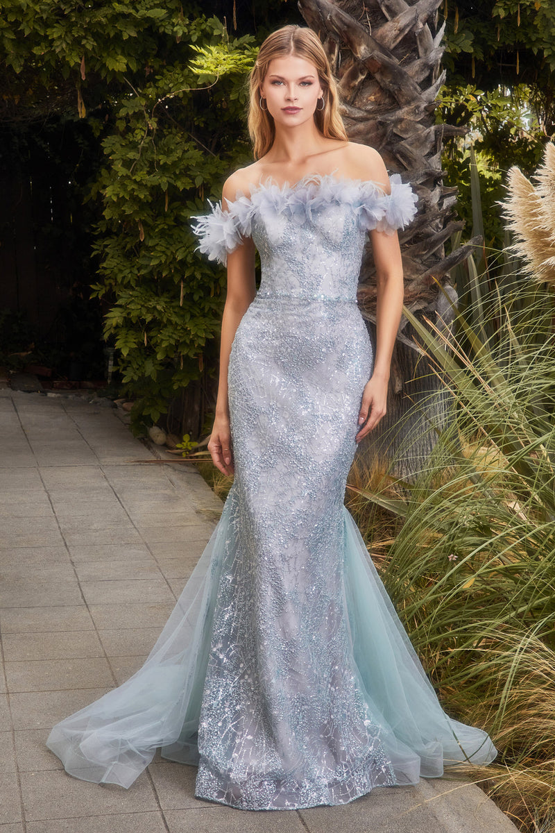 Couture Flower Off Shoulder Gown By Andrea And Leo -A1179