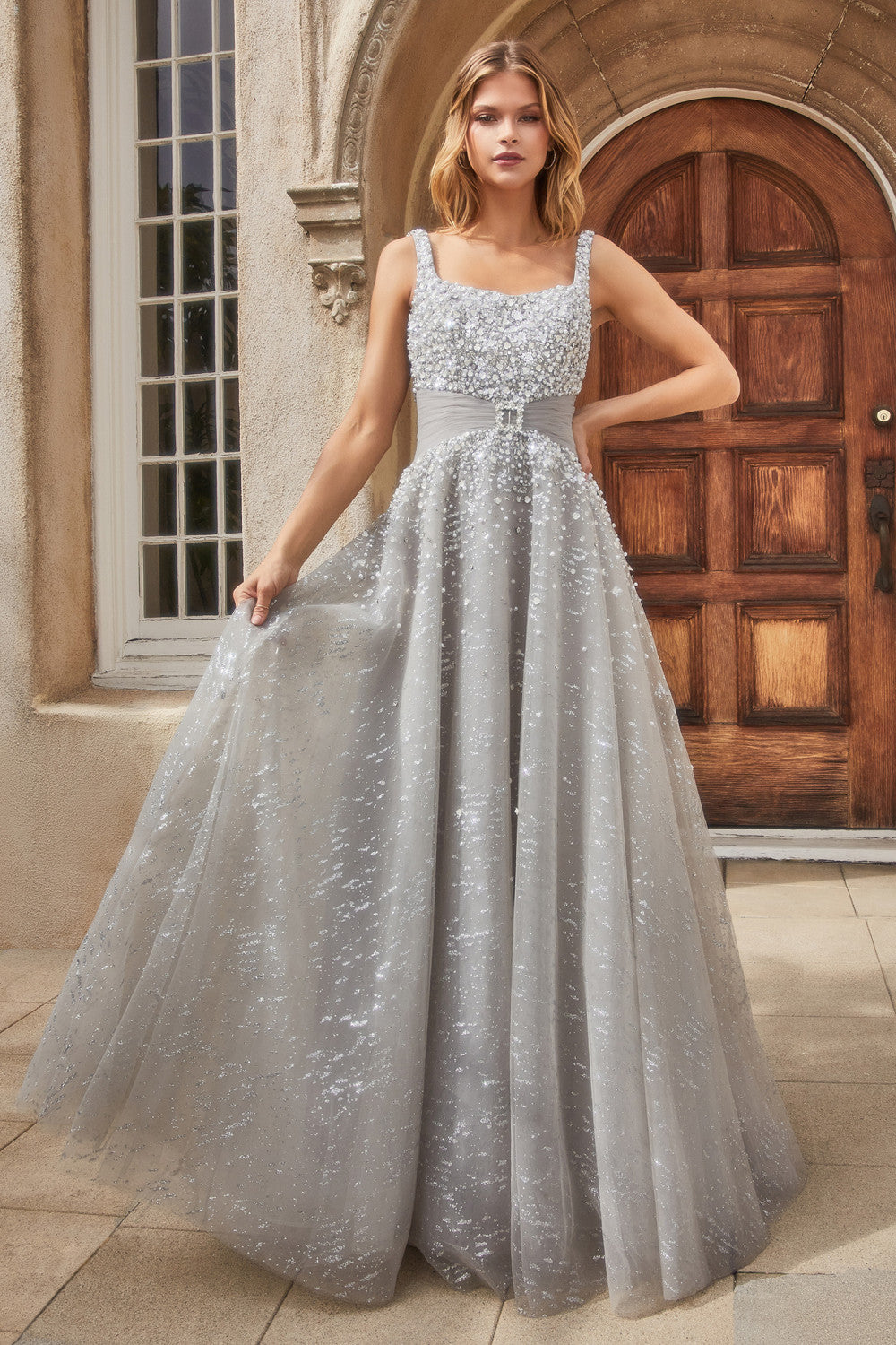Pearleque Ball Gown With Crystal Buckle By Andrea And Leo -A1181