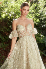 Breath Embroidery Tea Length Gown By Andrea And Leo -A1197