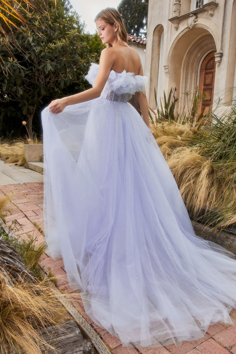 Gathered Tulle Pearl Ball Gown By Andrea And Leo -A1199