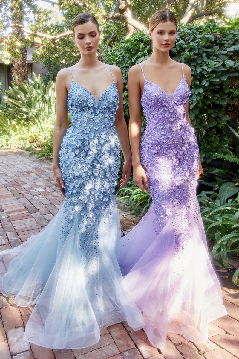 Chromatic 3d Florals Mermaid Gown By Andrea And Leo -A1201