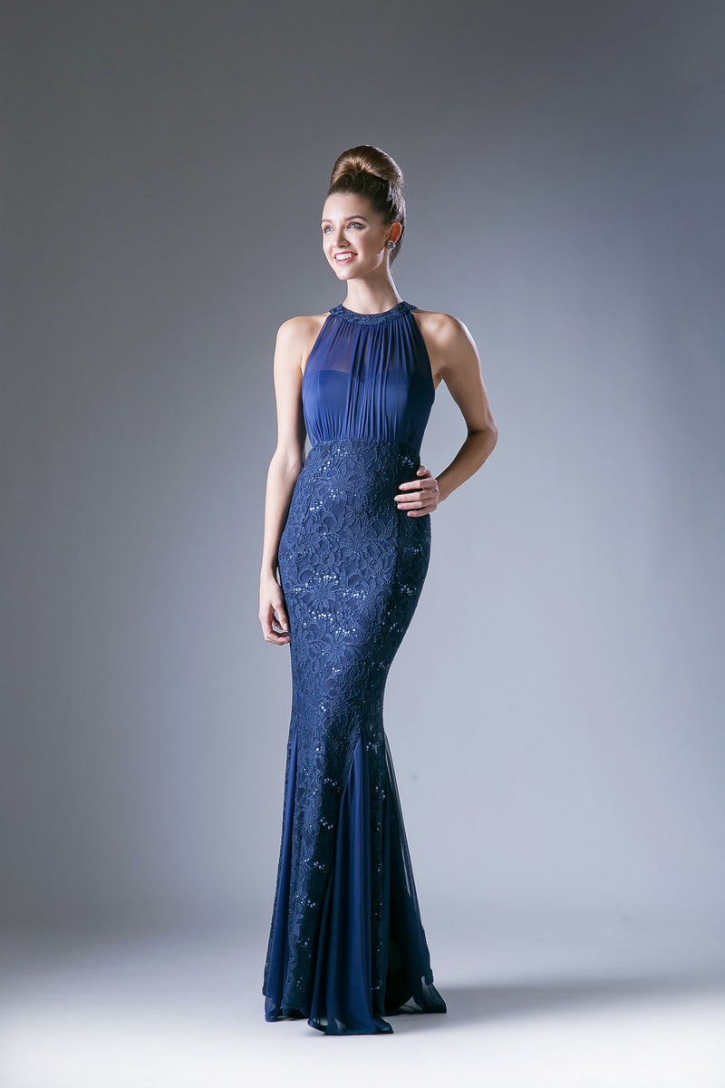 Long High Neck Lace Dress by Cinderella Divine -A1613