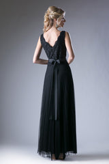 A-Line Dress With Lace Bodice And Pleated Tulle Skirt by Cinderella Divine -A1615