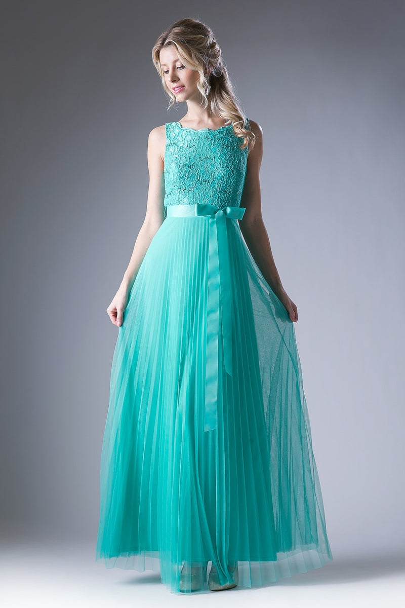 A-Line Dress With Lace Bodice And Pleated Tulle Skirt by Cinderella Divine -A1615