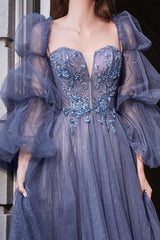 Detachable Puff Sleeve Gown By Cinderella Divine -B709