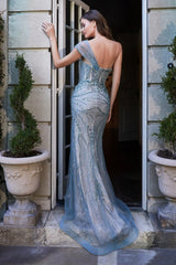 One Shoulder Embellished Fitted Gown By Cinderella Divine -B717
