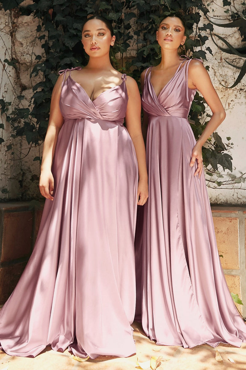 Flowy Satin A-Line Gown By Cinderella Divine -BD105