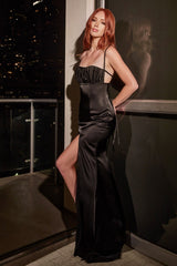 Sultry Satin Fitted Dress By Cinderella Divine -BD108