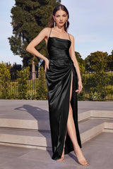 Satin Fitted Knot Gown By Cinderella Divine -BD111