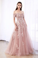 MyFashion.com - A-line dress with embellished lace applique and corset lace up back.(C20) - Cinderella Divine promdress eveningdress fashion partydress weddingdress 
 gown homecoming promgown weddinggown 