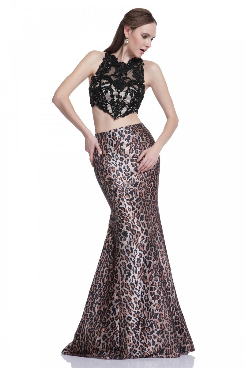 Lace Sleeveless Two-Piece Print Mermaid Evening Gown Cinderella Divine -C2204