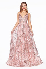 MyFashion.com - A-line floral embroidered gown with illusion cut outs and beaded embelishment.(CB048) - Cinderella Divine promdress eveningdress fashion partydress weddingdress 
 gown homecoming promgown weddinggown 