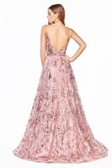MyFashion.com - A-line floral embroidered gown with illusion cut outs and beaded embelishment.(CB048) - Cinderella Divine promdress eveningdress fashion partydress weddingdress 
 gown homecoming promgown weddinggown 