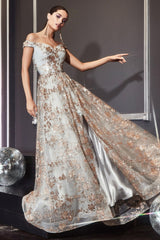 A-Line Embellished Print Dress By Cinderella Divine -CB069