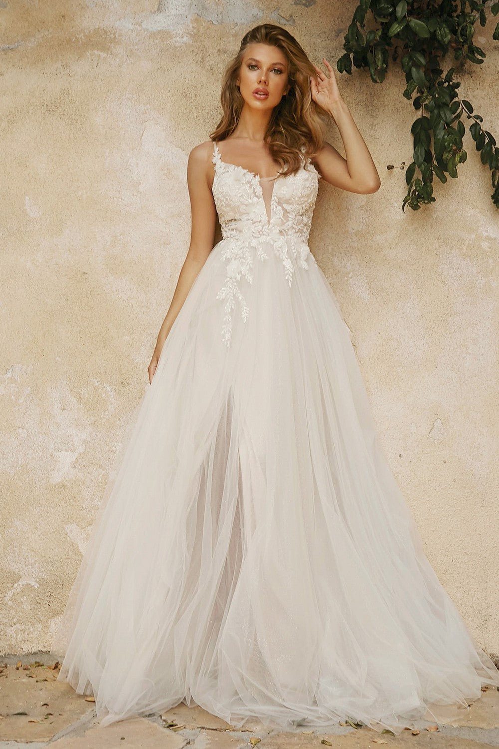 Layered A-Line Tulle Bridal Gown By Cinderella Divine -CB072W