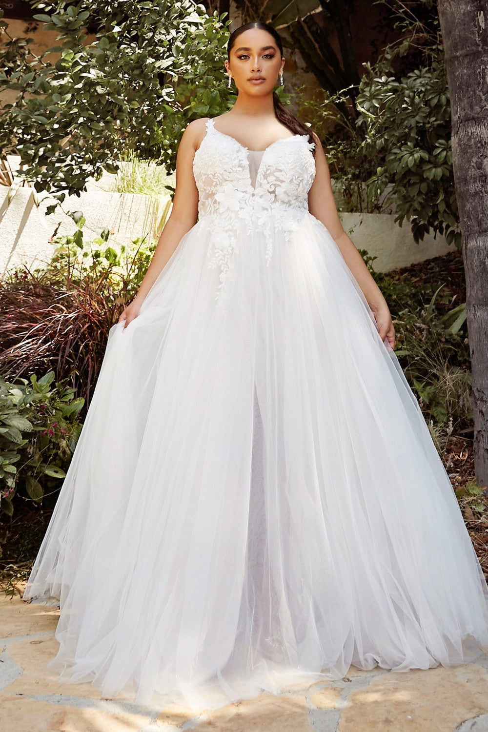 Layered A-Line Tulle Bridal Gown By Cinderella Divine -CB072W