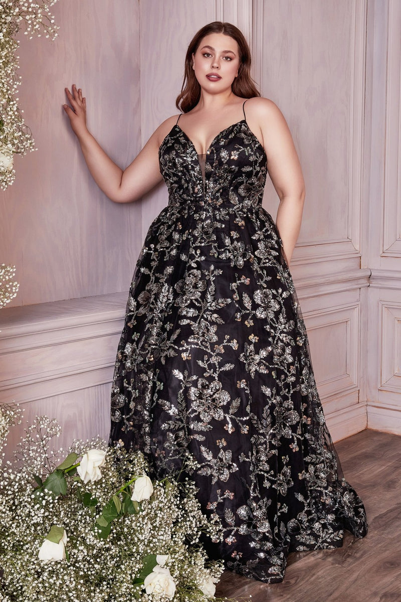 Curvey Sequin Ball Gown By Cinderella Divine -CB073C