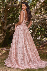Sleeveless Glitter Ball Gown By Cinderella Divine -CB085