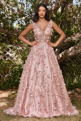 Sleeveless Glitter Ball Gown By Cinderella Divine -CB085