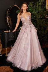 A-Line Lace Tulle Gown By Cinderella Divine -CB117