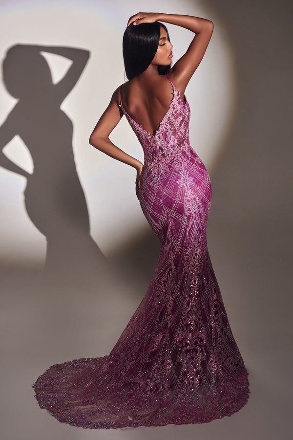Fitted Glitter Mermaid Dress By Cinderella Divine -CC2168