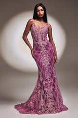 Fitted Glitter Mermaid Dress By Cinderella Divine -CC2168
