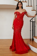 Floral Applique Fitted Gown By Cinderella Divine -CC2171