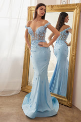 Off The Shoulder Floral Mermaid Gown By Cinderella Divine -CC8952
