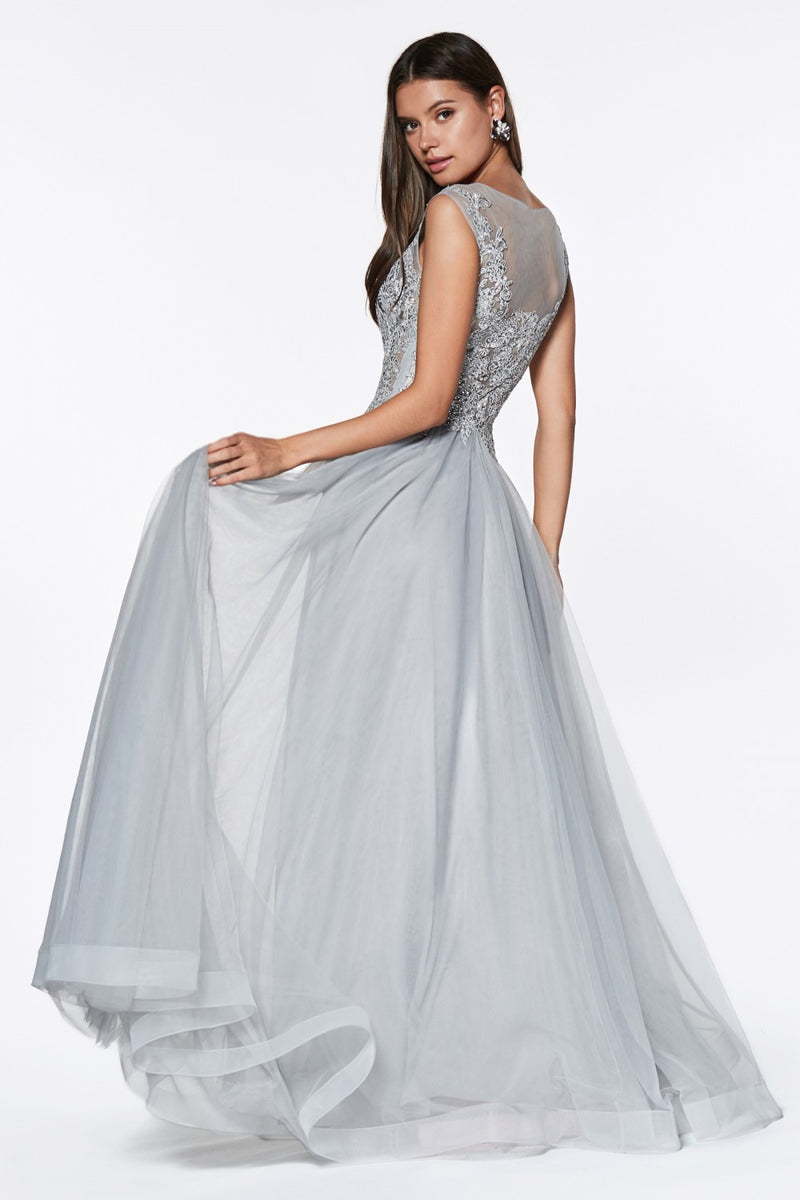 MyFashion.com - A-line beaded lace bodice dress with tulle skirt and closed back.(CD0136) - Cinderella Divine promdress eveningdress fashion partydress weddingdress 
 gown homecoming promgown weddinggown 
