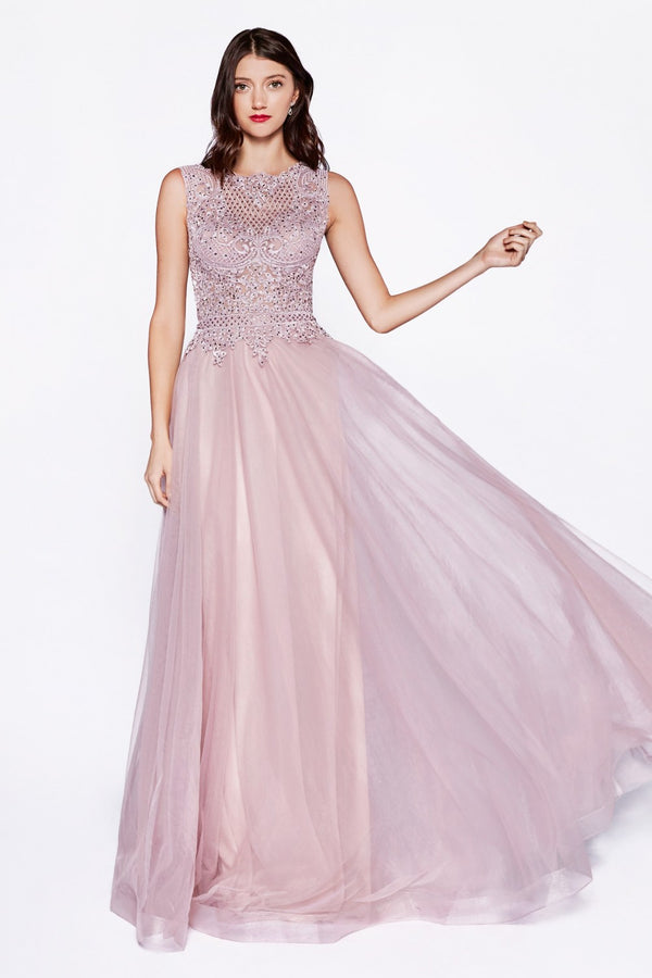 MyFashion.com - A-line tulle dress with embellished lace top and closed back.(CD0144) - Cinderella Divine promdress eveningdress fashion partydress weddingdress 
 gown homecoming promgown weddinggown 