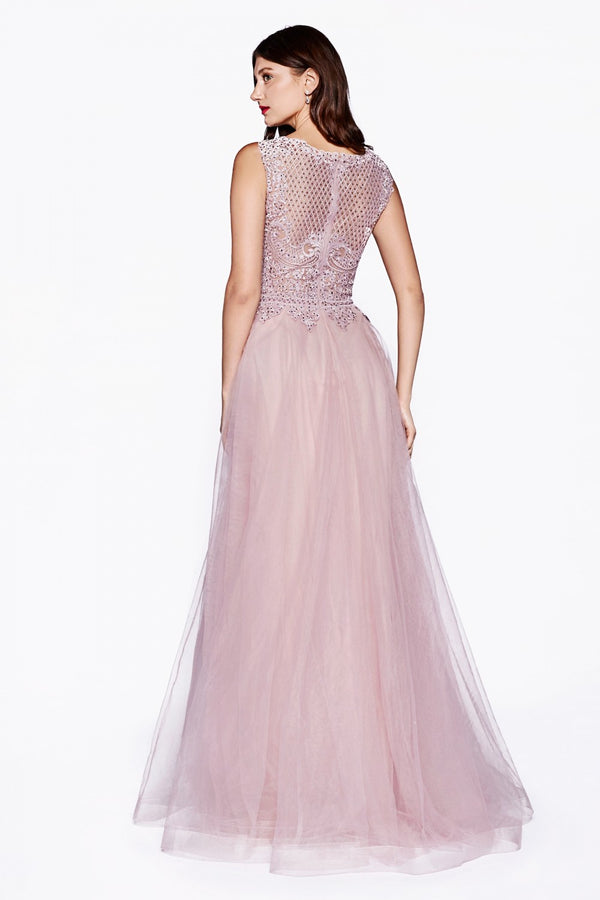 MyFashion.com - A-line tulle dress with embellished lace top and closed back.(CD0144) - Cinderella Divine promdress eveningdress fashion partydress weddingdress 
 gown homecoming promgown weddinggown 