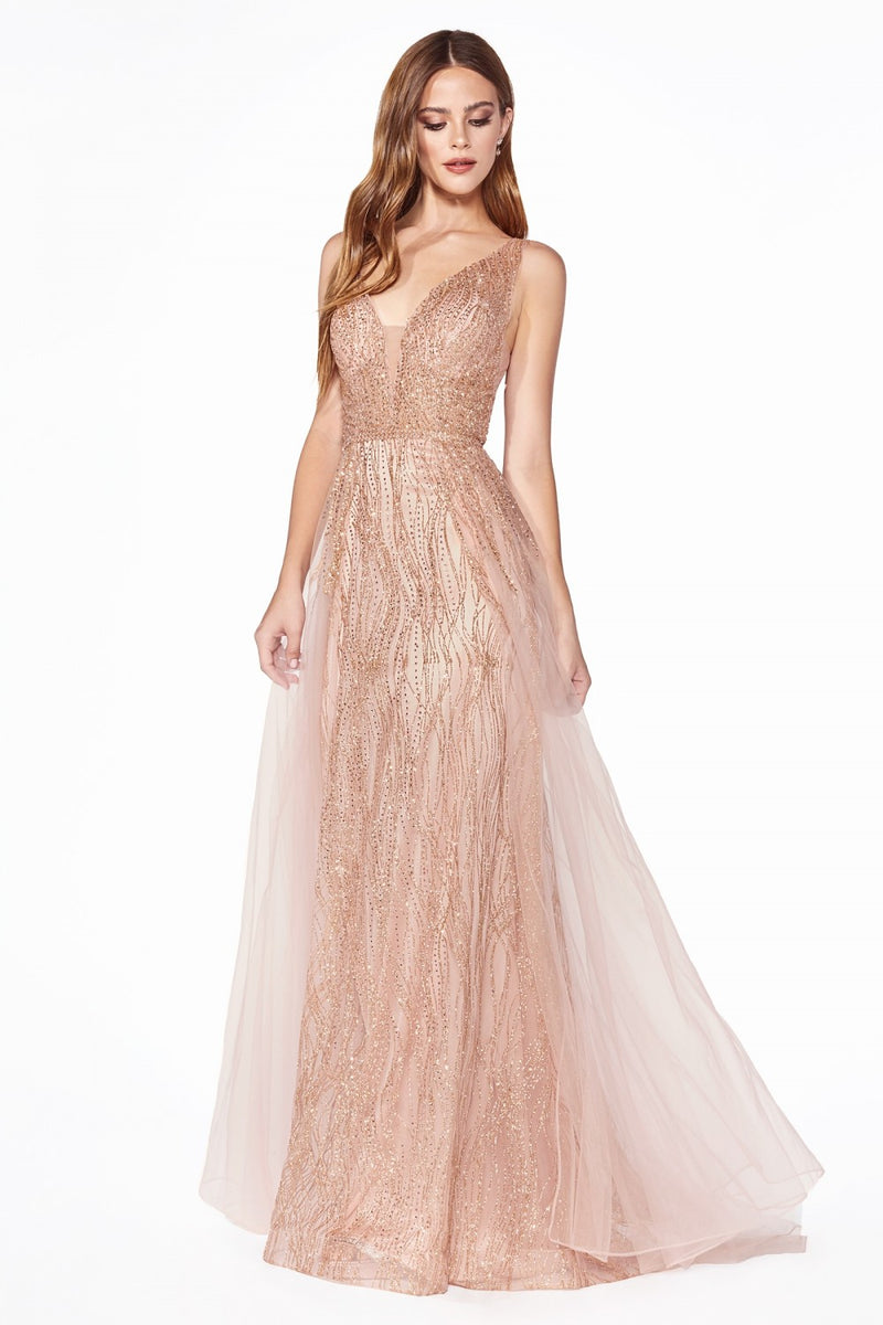 MyFashion.com - A-line dress with embellished glittered tulle and tulle over skirt.(CD0152) - Cinderella Divine promdress eveningdress fashion partydress weddingdress 
 gown homecoming promgown weddinggown 