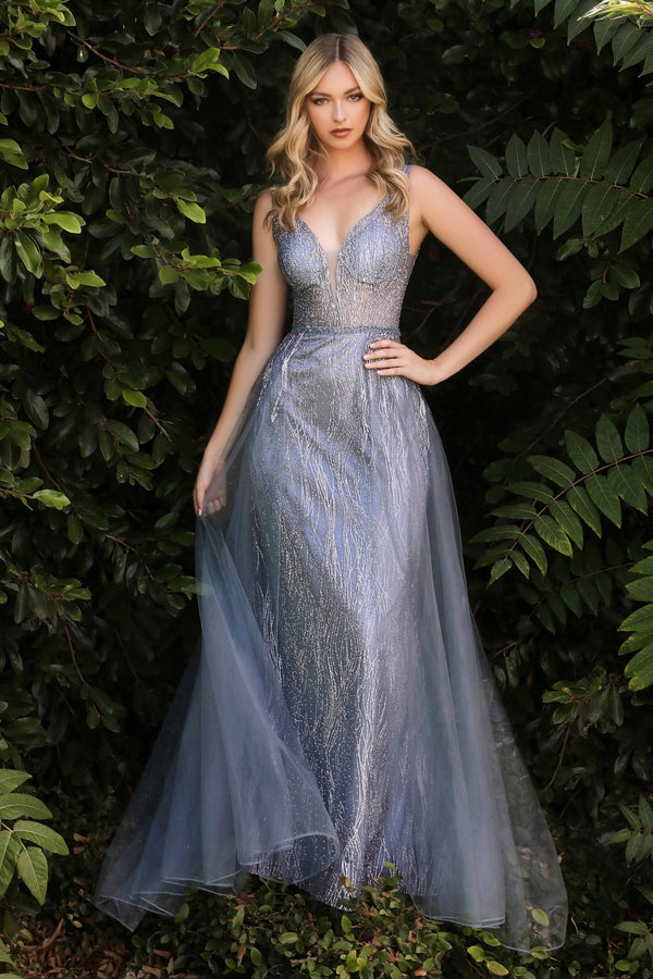 A-Line Dress With Embellished Glittered Tulle And Tulle Over Skirt by Cinderella Divine -CD0152