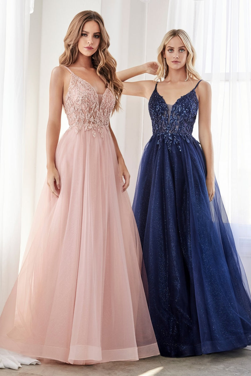 MyFashion.com - A-line dress with beaded applique bodice and layered tulle skirt.(CD0154) - Cinderella Divine promdress eveningdress fashion partydress weddingdress 
 gown homecoming promgown weddinggown 