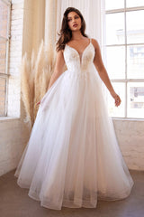 Layered Tulle Bridal Gown By Cinderella Divine -CD0154W