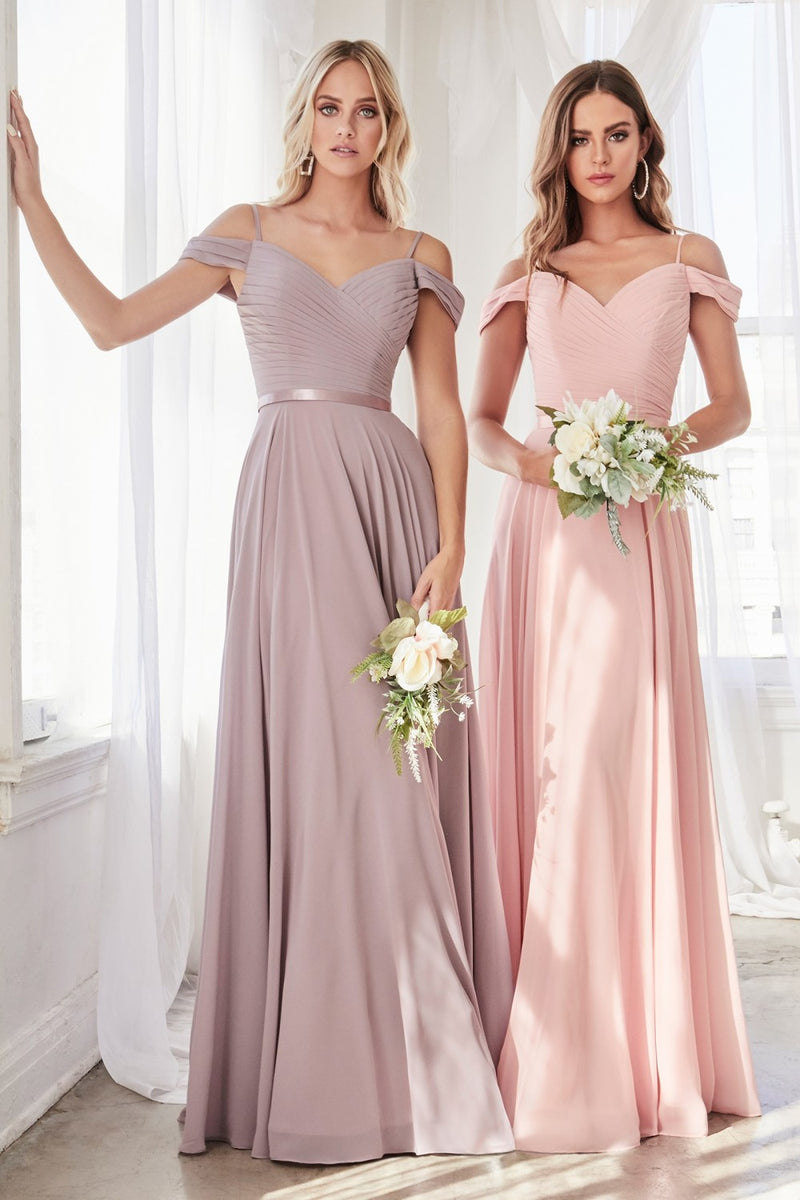 MyFashion.com - Off the shoulder chiffon gown with corset back and satin belt.(CD0156) - Cinderella Divine promdress eveningdress fashion partydress weddingdress 
 gown homecoming promgown weddinggown 