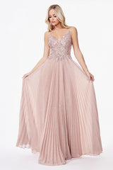 MyFashion.com - A-line pleated dress with embellished lace applique bodice and open back.(CD0163) - Cinderella Divine promdress eveningdress fashion partydress weddingdress 
 gown homecoming promgown weddinggown 