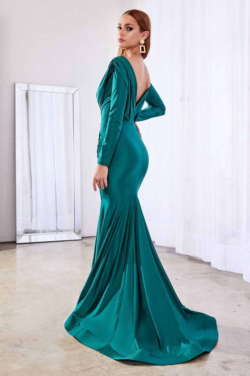 Fitted Stretch Jersey Gown By Cinderella Divine -CD0168