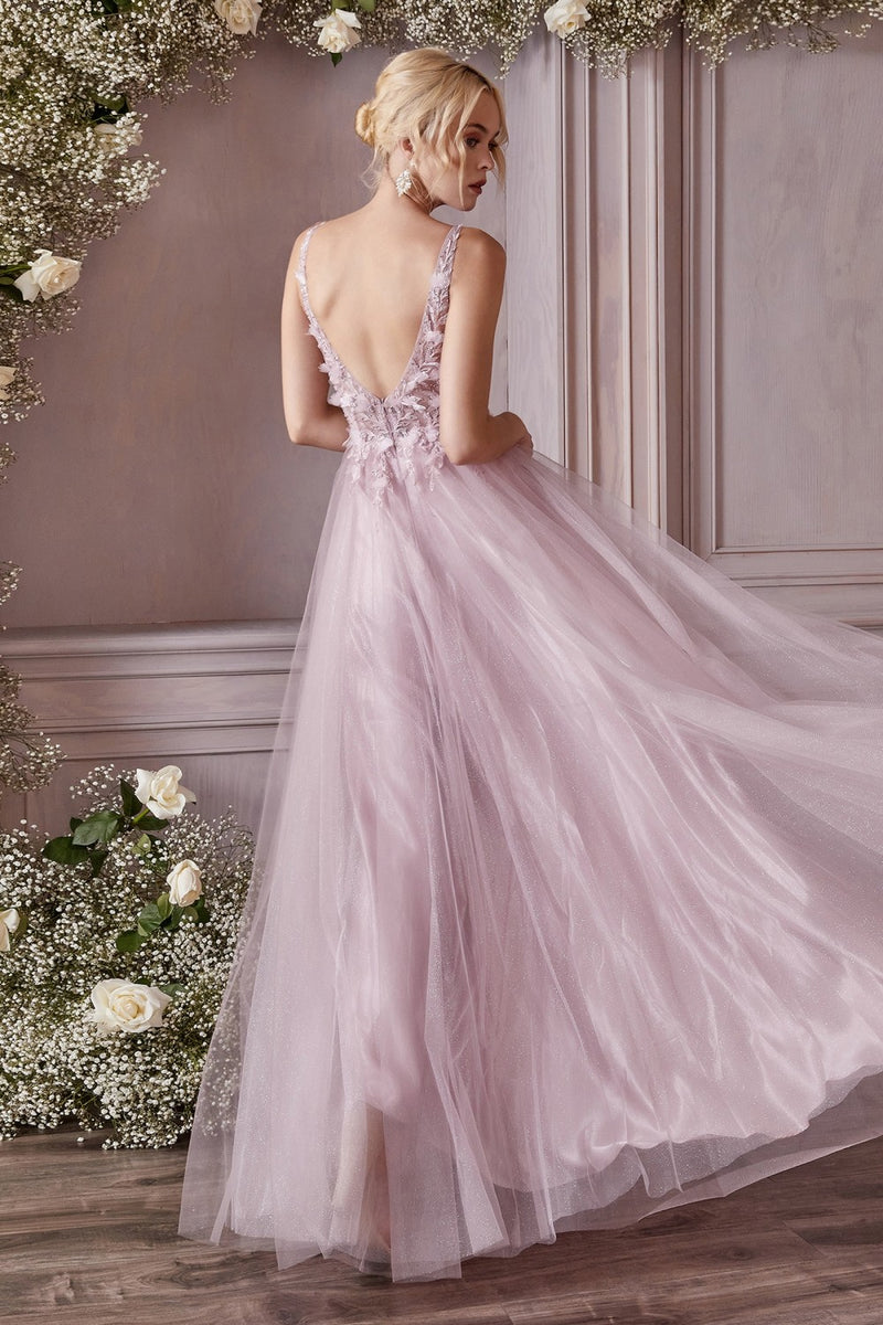 Long 3d Floral Tulle Dress By Cinderella Divine -CD0181