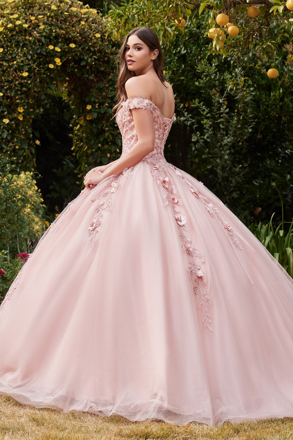 Off The Shoulder Layered Tulle Ball Gown By Cinderella Divine -CD0185