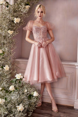Tea Length Layered Tulle Dress By Cinderella Divine -CD0187