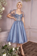 Tea Length Layered Tulle Dress By Cinderella Divine -CD0187