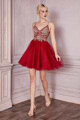 Short A-Line Cocktail Dress By Cinderella Divine -CD0190