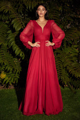 Long Sleeve Chiffon Gown -01 By Cinderella Divine -CD0192