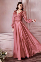 Long Sleeve Chiffon Gown -01 By Cinderella Divine -CD0192
