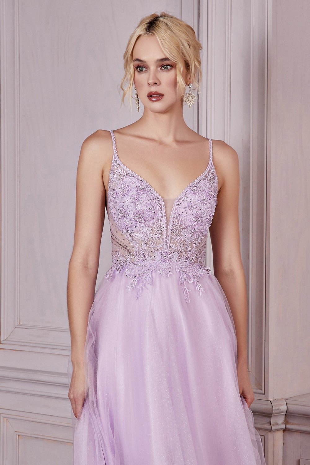 Layered Tulle A-Line Gown By Cinderella Divine -CD0195