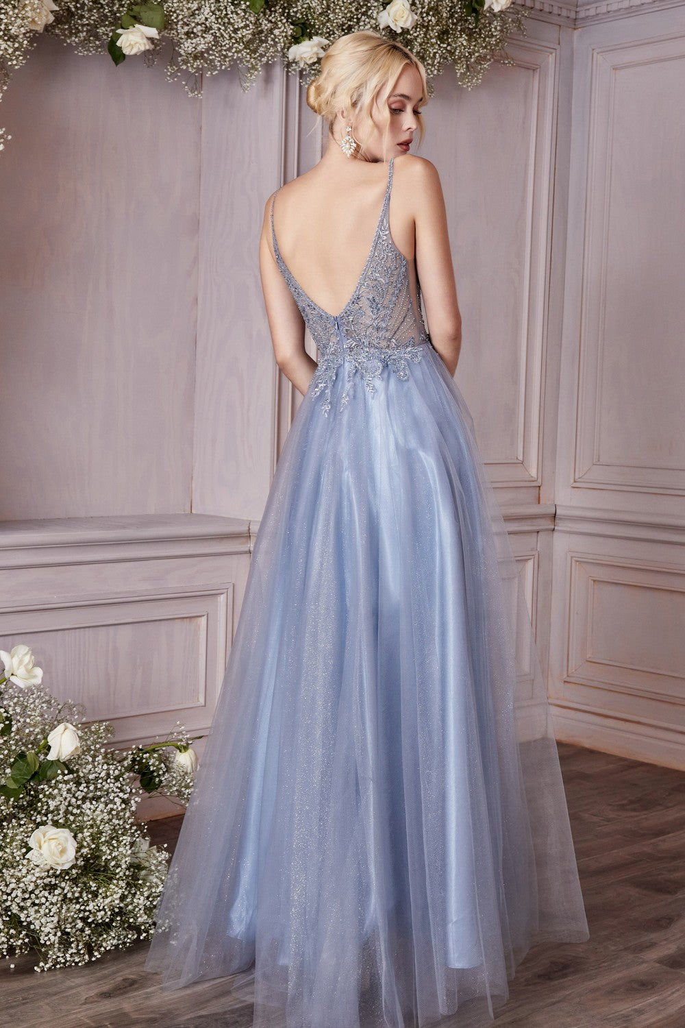 Layered Tulle A-Line Gown By Cinderella Divine -CD0195